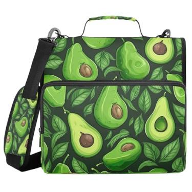 Imagem de ATTX Fichário pequeno com zíper em fatias de abacate com alça acolchoada ajustável – bolsa para fichário com capacidade para 500 folhas com organizador de vários bolsos, serve para laptop de 12