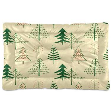 Imagem de SEHANY Cama de árvore de Natal em aquarela para cães e gatos com fundo antiderrapante, caixa de canil, colchão macio para animais de estimação, lavável para cães pequenos, médios e grandes, gatos, 91