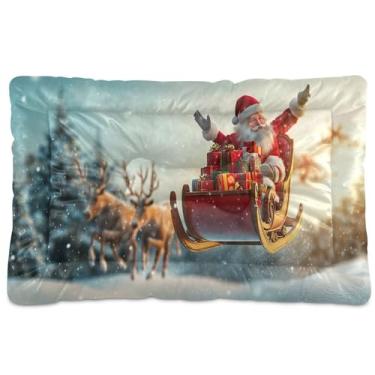 Imagem de SEHANY Cama de Natal para cães e gatos com fundo antiderrapante, cama de canil, colchão macio para animais de estimação, lavável para cães pequenos, médios e grandes, gatos, 45,7 x 61 cm