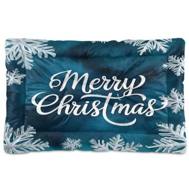 Imagem de SEHANY Cama de Natal com flocos de neve para cães e gatos com fundo antiderrapante, cama de canil, colchão macio para animais de estimação, lavável para cães pequenos, médios e grandes, gatos, 61 x 45