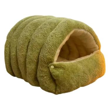 Imagem de Stgfyxgs Cama para Gatos, Toca para Animais de Estimação, para Dormir, Casinha de Pelúcia para Gatos com Interior Confortável E Componentes Removíveis Pa, Verde M