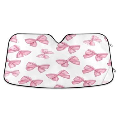 Imagem de ATTX Protetor solar universal Bows Car Windshield 144.8 cmx80.0 cm com proteção UV, persiana de janela frontal automática dobrável para Sedans SUVs caminhões #304