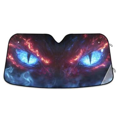 Imagem de ATTX Cool Dragon Eyes Para-brisa Carro 144.8 cm x 80.0 cm Escudo Solar Universal com Proteção UV, Persiana de Janela Frontal Auto Dobrável para Sedans SUVs Caminhões #213
