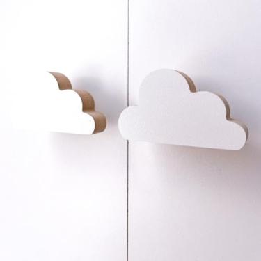 Imagem de 3 Puxadores Nuvem Céu Infantil Gaveta Móveis Cômoda Armário (Branco)