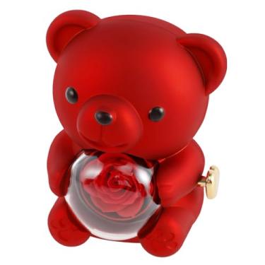 Imagem de KHZSPP Ursinho fofo com flor de rosa preservada e colar, urso rosa eterno para o dia dos namorados, aniversários, casamentos, chás de panela e dia das mães (estilo 2)