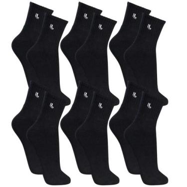 Imagem de Meia Lupo Cano Médio Walk Kit Com 6 Pares Sport, Preto, M - 37 a 40