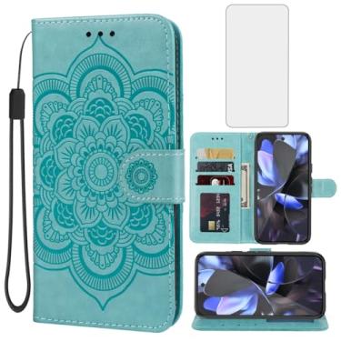 Imagem de Bohefo Capa para Pixel 10, capa carteira Pixel10 Pro com protetor de tela de vidro temperado, capa flip de couro mandala com suporte para cartão de crédito para Google Pixel10 Pro verde