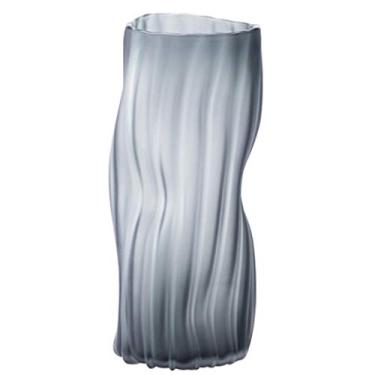 Imagem de Vaso de vidro para decoração de vaso de flores, decoração de sala de estar nórdica de vidro cinza leve para casa, decoração de vaso de mesa transparente, forma curva, nebulosa e translúcida