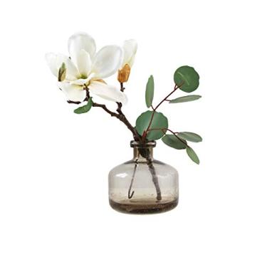 Imagem de LMJYU Flores artificiais Phalaenopsis planta artificial mede 29 cm de altura, flor artificial com vaso de vidro, flores artificiais de orquídea feitas de tecido de seda flores falsas