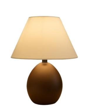 Imagem de Abajur Luminaria Ceramica Porcelana Bivolt com Cupula Elipse Decoração Quarto Escritorio Sala Decoração(Marrom)