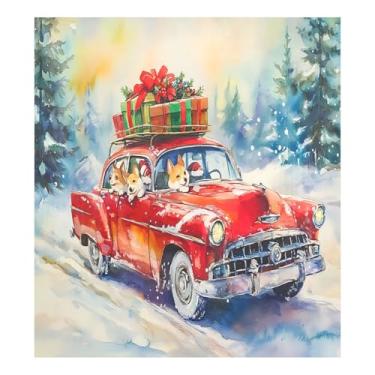 Imagem de STAYTOP Capa magnética retrô vermelha para carro e Papai Noel 58 x 66 cm, capa decorativa para geladeira para porta da frente, adesivo, máquina de lavar, painel de geladeira, decalque para utensílios