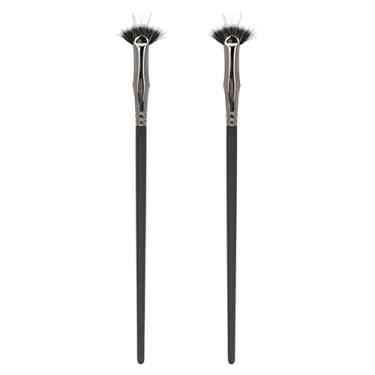Imagem de Luqeeg Pincéis de Rímel Ventilador Evitam Aglomeração e Melhoram Os Cílios Inferiores para Entusiastas Maquiagem 2 Peças Conjunto de Escova de Cabelo de Fibra Compacto para Viagens