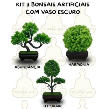 Imagem de Genérico, Kit 3 Árvores Bonsais Plantas Artificiais – Natureza Zen e Elegância sem Manutenção Vaso Escuro