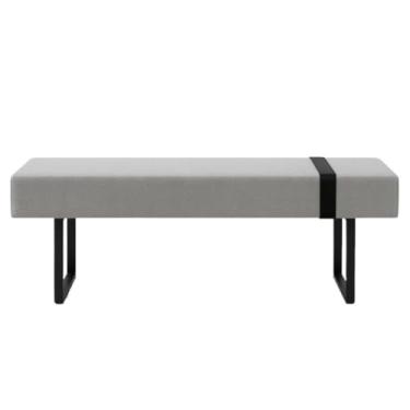 Imagem de Banco Estofado Pés De Ferro Linho 1 Metro Luxuoso Estilo Industrial(Cinza)