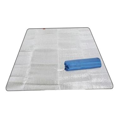 Imagem de menolana Tapete de acampamento, lona de chão, almofada de folha de alumínio prática, portátil, com bolsa de transporte, impermeável e dobrável para parques e, 200cmx200cm