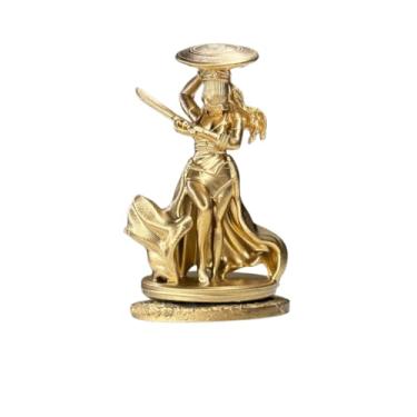 Imagem de Miniatura Religiosa Obá e Guias em Resina 3D Dourada 5 cm