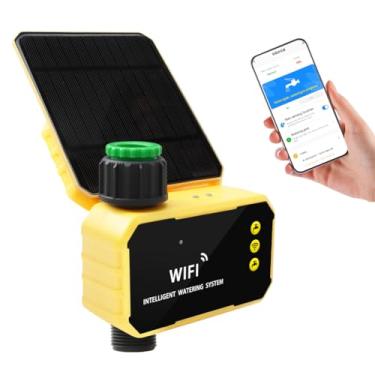 Imagem de Dispositivo de Controle Irrigação Inteligente para Jardim WiFi Controlador Solar Automático Economia Água Timer Rega Pla