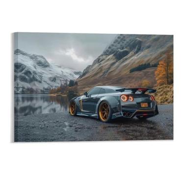 Imagem de HouLaiZhe Carro esportivo R35 Jdm carro alpino água pôsteres lona parede estética sala decoração de parede impressões galeria sala decoração de parede para quarto sala de estar escritório 11 x 17