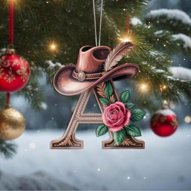 Imagem de Enfeites de Natal A-Z Crystal Hanging, enfeites de árvore de Natal feitos à mão com letra A, decoração de carro e casa - Presentes de Natal, decoração de artesanato em acrílico, ideias de troca de