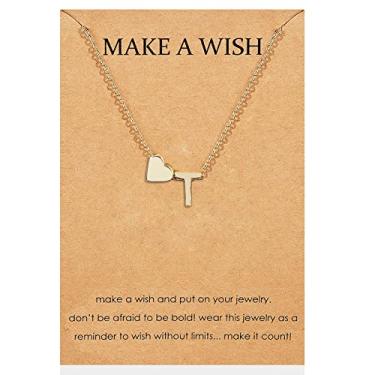 Imagem de Colares com inicial para mulheres, presentes para meninas adolescentes, coisas modernas, banhado a ouro 14 K, colar com inicial de coração, letra delicada, presente de Natal para meninas, Metal, outro