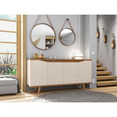 Imagem de Buffet  4 Portas c/ Nichos Bella Off White/Cedro
