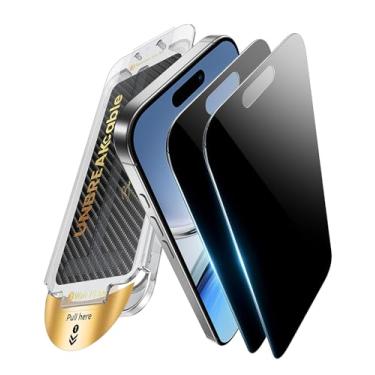Imagem de UNBREAKcable Protetor de tela de privacidade para iPhone 16/15, película de vidro temperado [OneStep à prova de poeira] [anti-espião de 25°] [9H à prova de estilhaçamento] [livre de bolhas