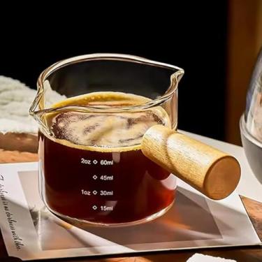 Imagem de 1 copo medidor de vidro com alça dupla boca única leite café caneca transparente suprimentos de café 100 ml (bico duplo)