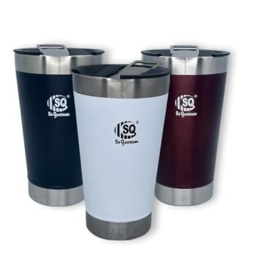 Imagem de Corpo Térmico em Aço Inoxidável com Isolamento a Vácuo, Parede Dupla, Tampa com Abridor Embutido, 20x14cm, Livre de BPA, Mantém Bebidas Quentes e Geladas