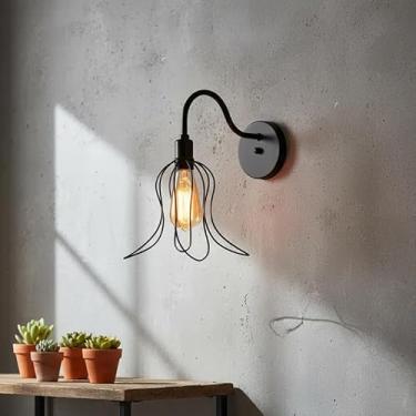 Imagem de Arandela de Parede Tulipa Pendente - Lustre Luminária de Aramado Moderno, Iluminação Decorativa para Sala, Quarto ou Hall, Design Elegante e Charmoso (PRETO)