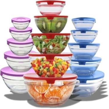 Imagem de Potes de vidro redondos com tampa hermetica para armazenar alimentos, reutilizaveis.