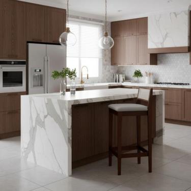 Imagem de Kit 6 Banquetas Estofada em Linho Encosto Palhinha Bruna cor:imbuia co