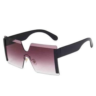 Imagem de Óculos de Sol Femininos Oversized Sem Aro, Modelo Monobloco, para Esportes ao Ar Livre, Corrida e Ciclismo, Preto e Cinza