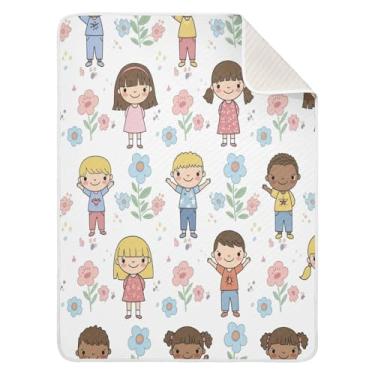 Imagem de Qilmy Cobertor de bebê com personagem de desenho animado 76 x 101 cm, cobertor infantil de algodão macio para meninos e meninas, cobertor leve e quente para bebês e bebês recém-nascidos