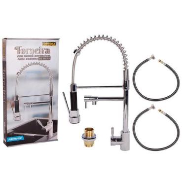 Imagem de Torneira De Mesa Com Ducha Extensível Para Cozinha 51,5Cm - Inox - Sta