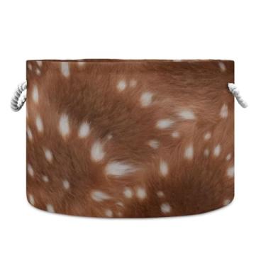 Imagem de JUZIHAI Cesta de armazenamento dobrável impressa em couro bovino, cesto de roupa suja para bebê, cobertor com alças de corda de algodão, caixa organizadora de armário dobrável para quarto, berçário