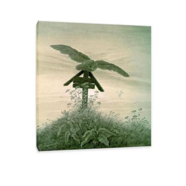 Imagem de Coruja em um túmulo por Caspar David Friedrich Impressões em tela Well Decor The World Classic Art Reproduções de arte grande giclée arte de parede para sala de estar decoração de casa 35 x 30 cm (14