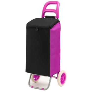 Imagem de Bolsa para Carrinho de Feira 54L em Nylon Reforçado – Tampa com Zíper, Dobrável e Resistente para Compras e Mercado(Pink)