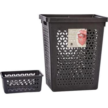 Imagem de Cesto Organizador para Roupas Sujas e Limpas Tampa 55 Litros e Cesto I