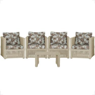 Imagem de Mesa E 4 Poltronas Madri Corda Náutica Estofado 6 Trama Rami