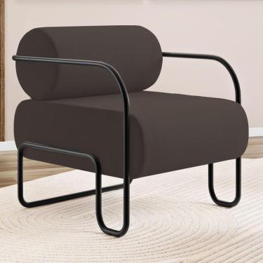 Imagem de Poltrona Decorativa Orgânica Living Miska Veludo Marrom - Desk Design