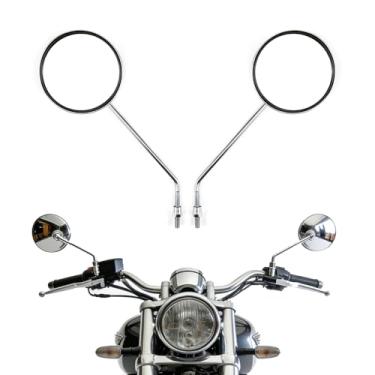 Imagem de Espelhos retrovisores de motocicleta 10 mm cromo universal, espelho retrovisor de motocicleta para CB 350 450 550 600 650 750 900 prata