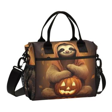 Imagem de ODAWA Lindas lancheiras térmicas de preguiça de Halloween isoladas para mulheres e homens, lancheira isolada grande