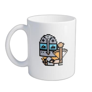 Imagem de Caneca Xícara de Café Porcelana 300ml Com Desenho Pixel Art Cavaleiro com Besta