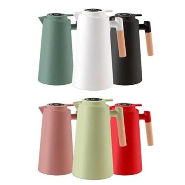 Imagem de Garrafa térmica digital para café e chá com alça de madeira de 1 litro