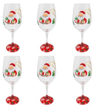 Imagem de Kit 6 Taças de Vidro 490 ml de Natal Papai Noel Vermelho