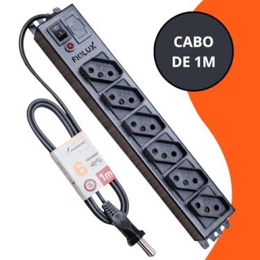 Imagem de Filtro De Linha 6 Tomadas Cabo De 1 Metro Metálico Extensão Régua Protetor Energia Elétrica Profissional Com Fusível Bivolt 110 127 220 Fiolux Powerlink 110V 127V 220V Corpo em Metal 1M