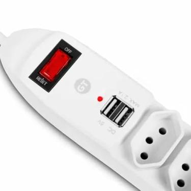 Imagem de Filtro de Linha com 6 Tomadas, Extensão 3 Metros, USB, Bivolt, Modelo SL7609