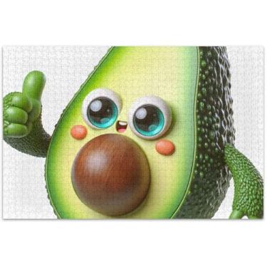 Imagem de Quebra-cabeças engraçados de abacate 3D de 1000 peças para adultos com desenho animado animal cena de inverno quebra-cabeças familiares presentes para amantes