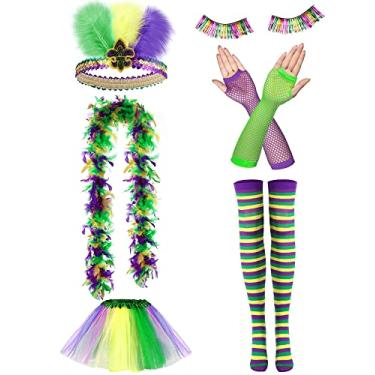 Imagem de Conjunto de 8 peças de acessórios de carnaval, fantasias de mardi Gras, roupa de mardi Gras (pequeno)