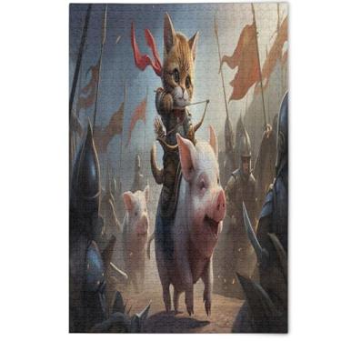 Imagem de Jigsaw Puzzles for Adults 1000 Pieces Cartoon Animal Art Vibrant Kitten Pig Cute Cat Creative Puzzles for Adults Funny Gifts for Puzzle Lovers, 1000 Pieces, 29.5" x 19.7"